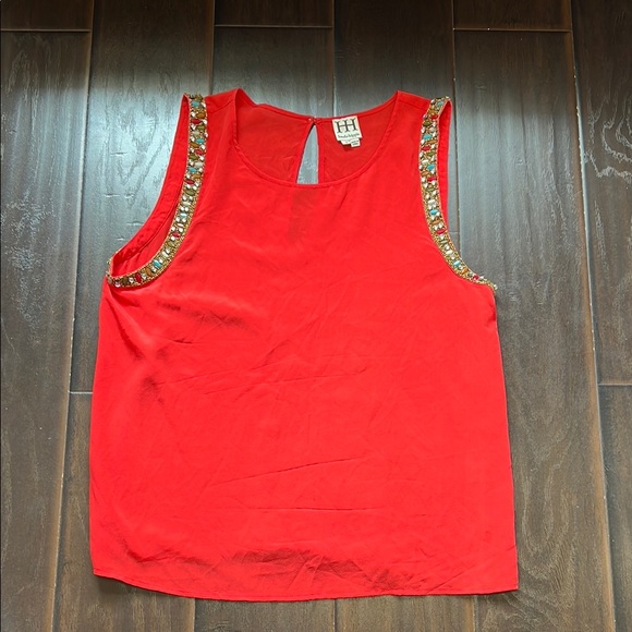 Haute Hippie Tops - Haute Hippie Coral Silk Beaded Sleeveless Top, size Large